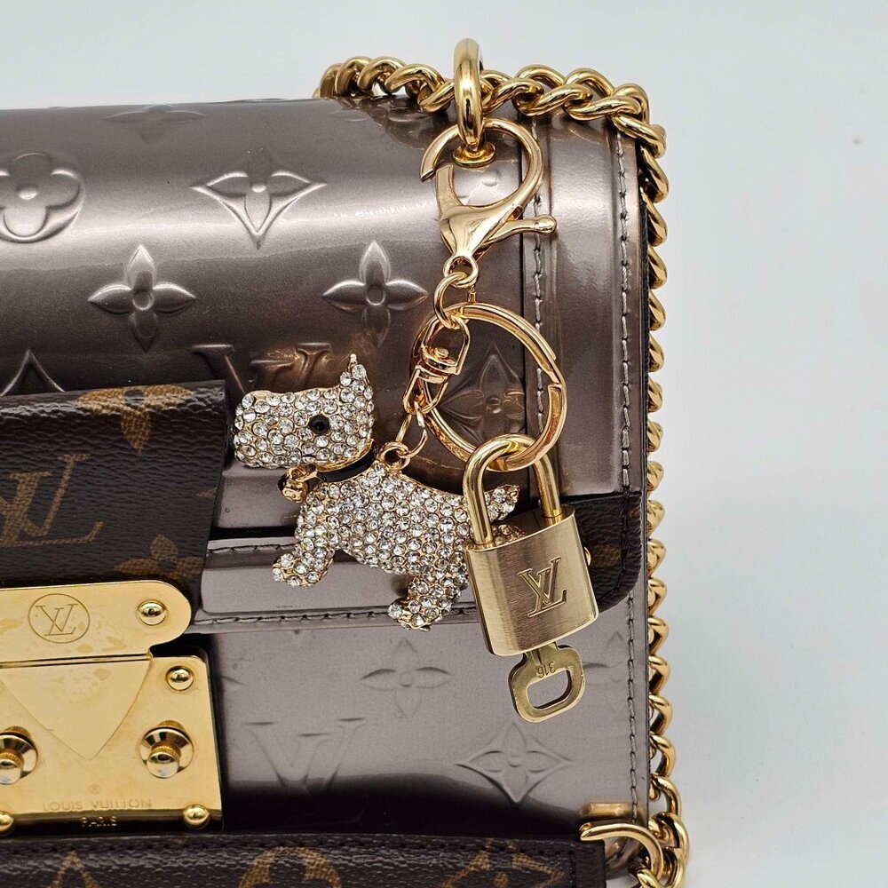 Louis Vuitton Gold Lock & Key 🔑 Authentic LV Unbranded Dog Keychain Charm